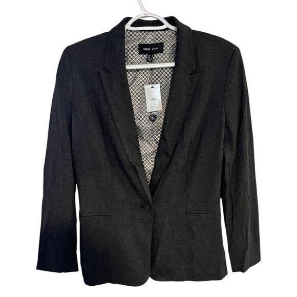 MNG Jackets & Blazers - MNG Basics NWT Womens Charcoal Blazer Jacket Patterned Lining